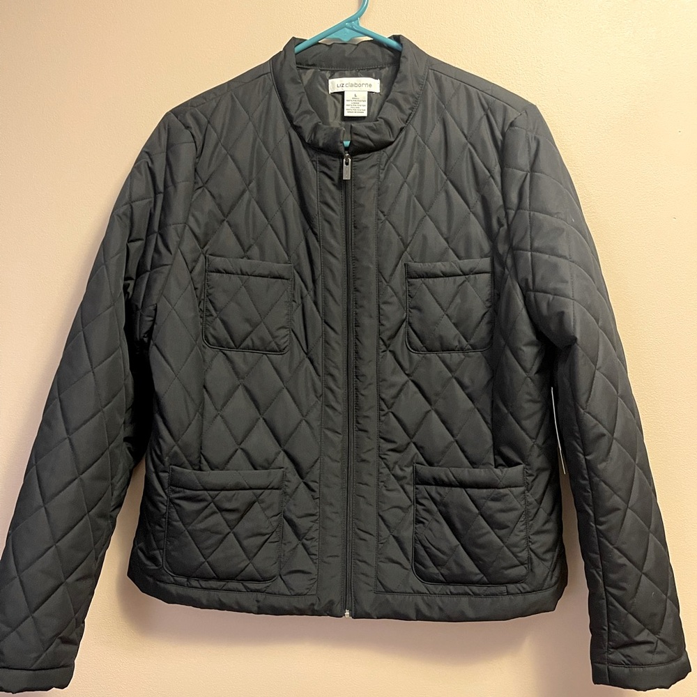 Liz Claiborne Women’s Lightweight Quilted Jacket - Black/sz L